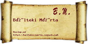 Bélteki Márta névjegykártya